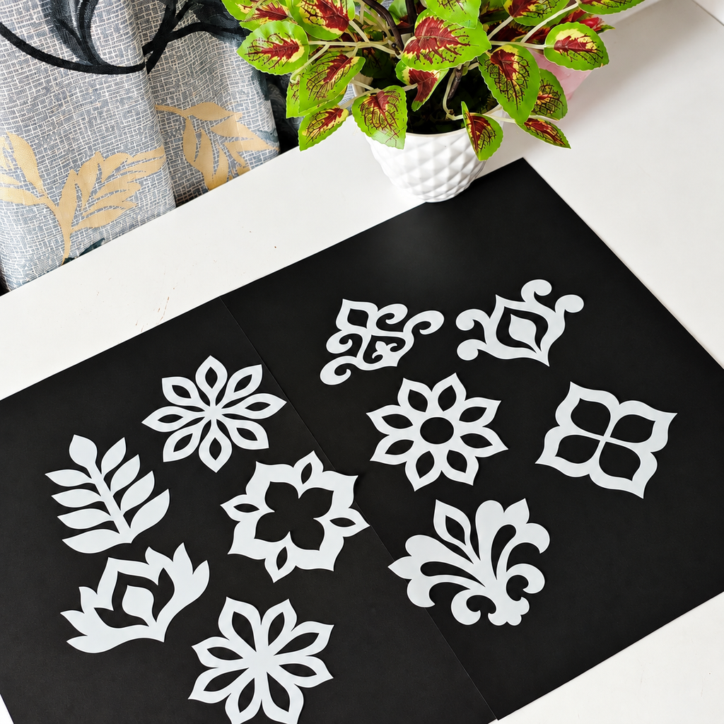 Floral Stencil Set for Mandala Art, MDF & Crafts – Set 2 | 6 × 8 cm