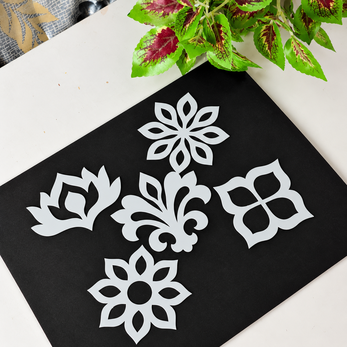 Floral Stencil Set for Mandala Art, MDF & Crafts – Set 2 | 6 × 8 cm