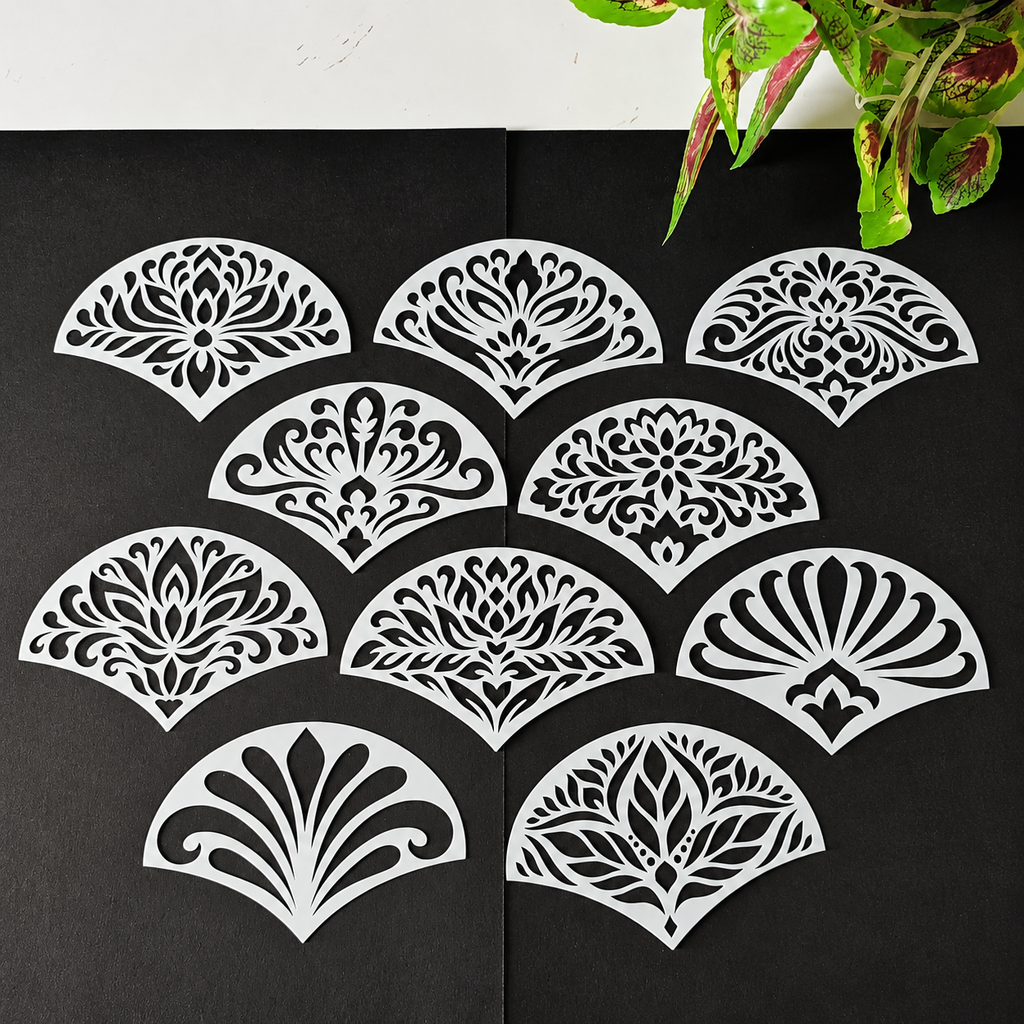 Arc Floral Stencil Set – 1 Decorative Designs | 6 × 9 cm