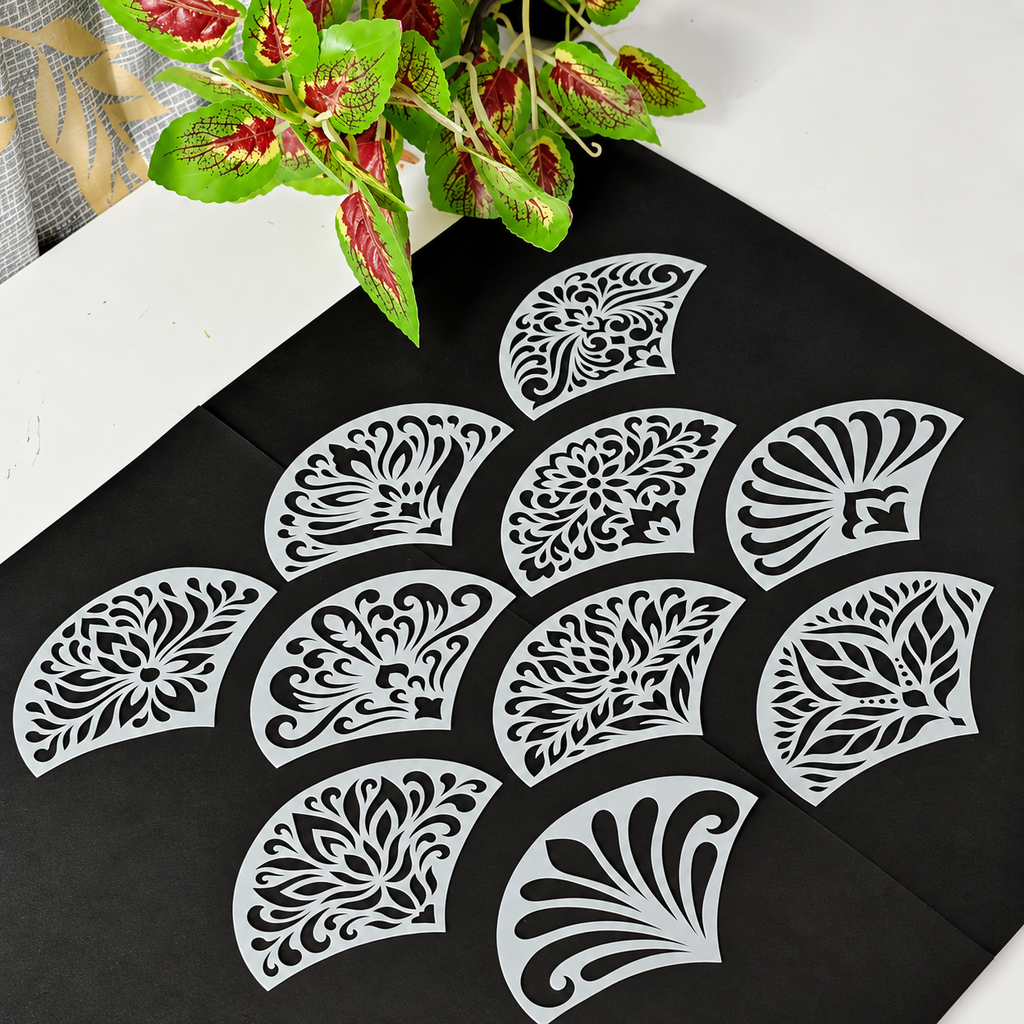 Arc Floral Stencil Set – 1 Decorative Designs | 6 × 9 cm