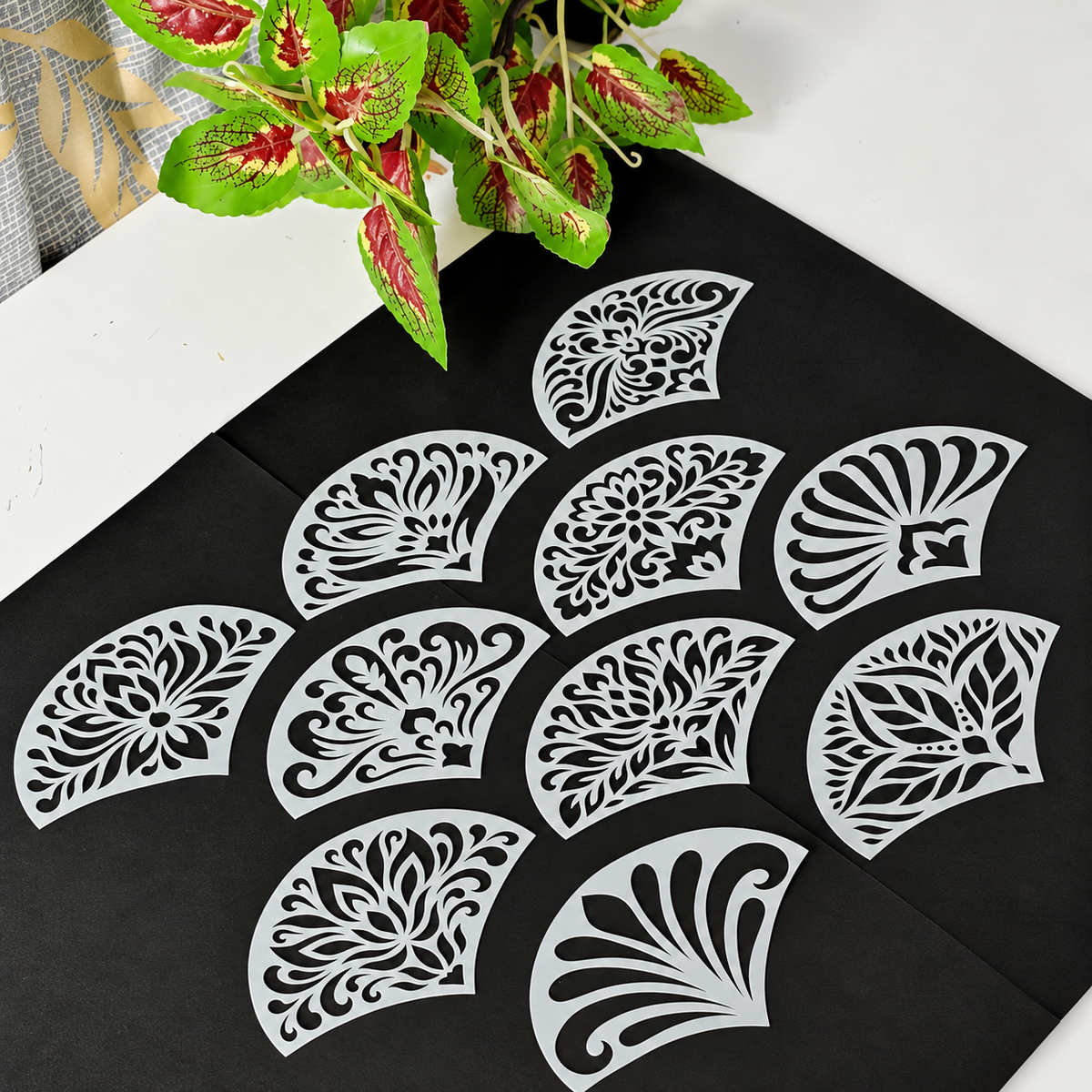 Arc Floral Stencil Set – 1 Decorative Designs | 6 × 9 cm
