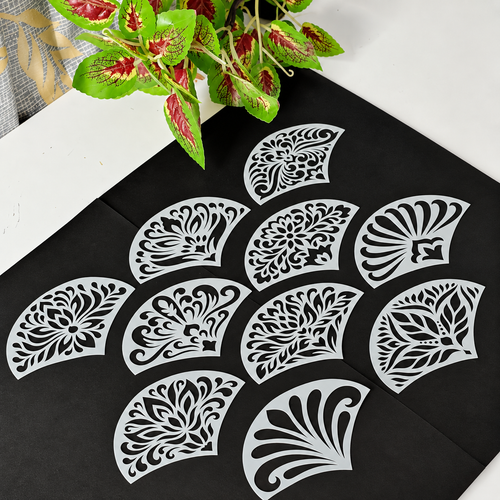 Arc Floral Stencil Set – 1 Decorative Designs | 6 × 9 cm