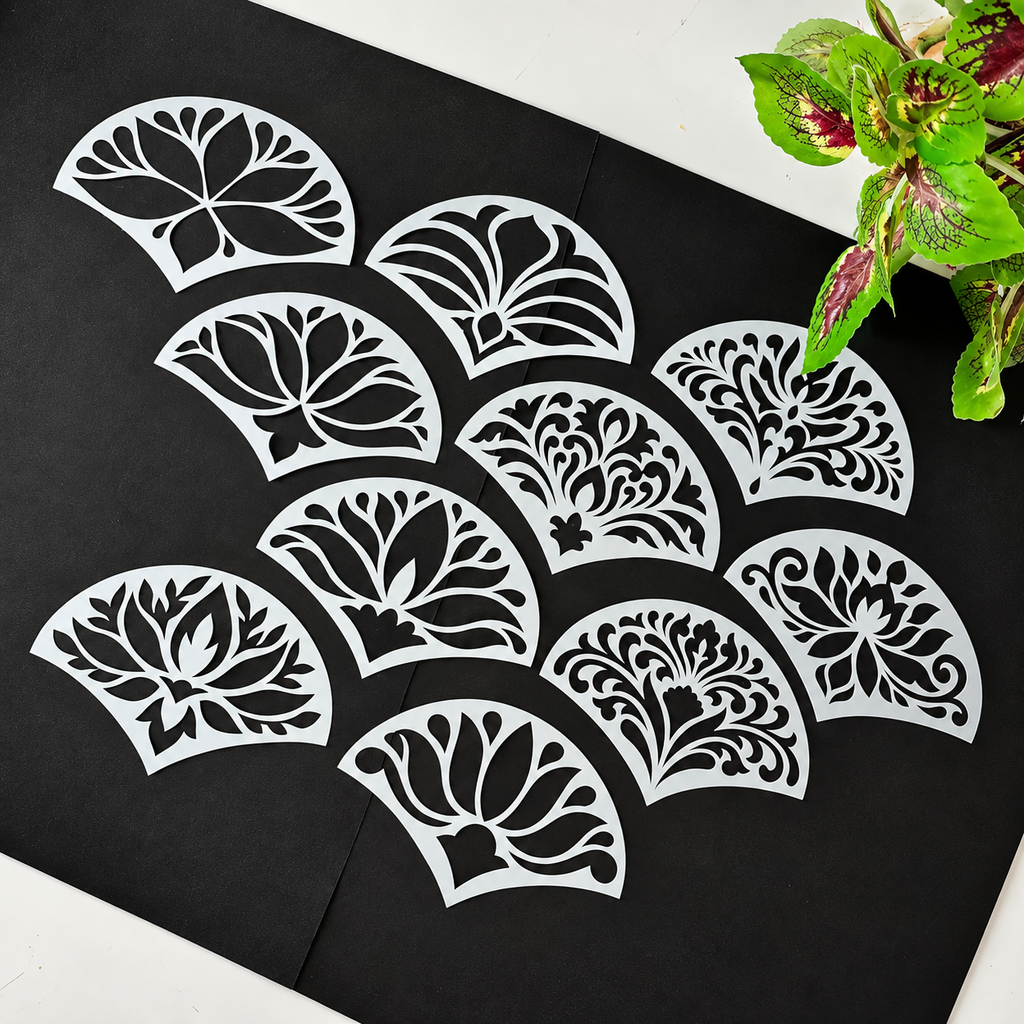 Arc Floral Stencil Set – 2 Decorative Designs | 6 × 9 cm