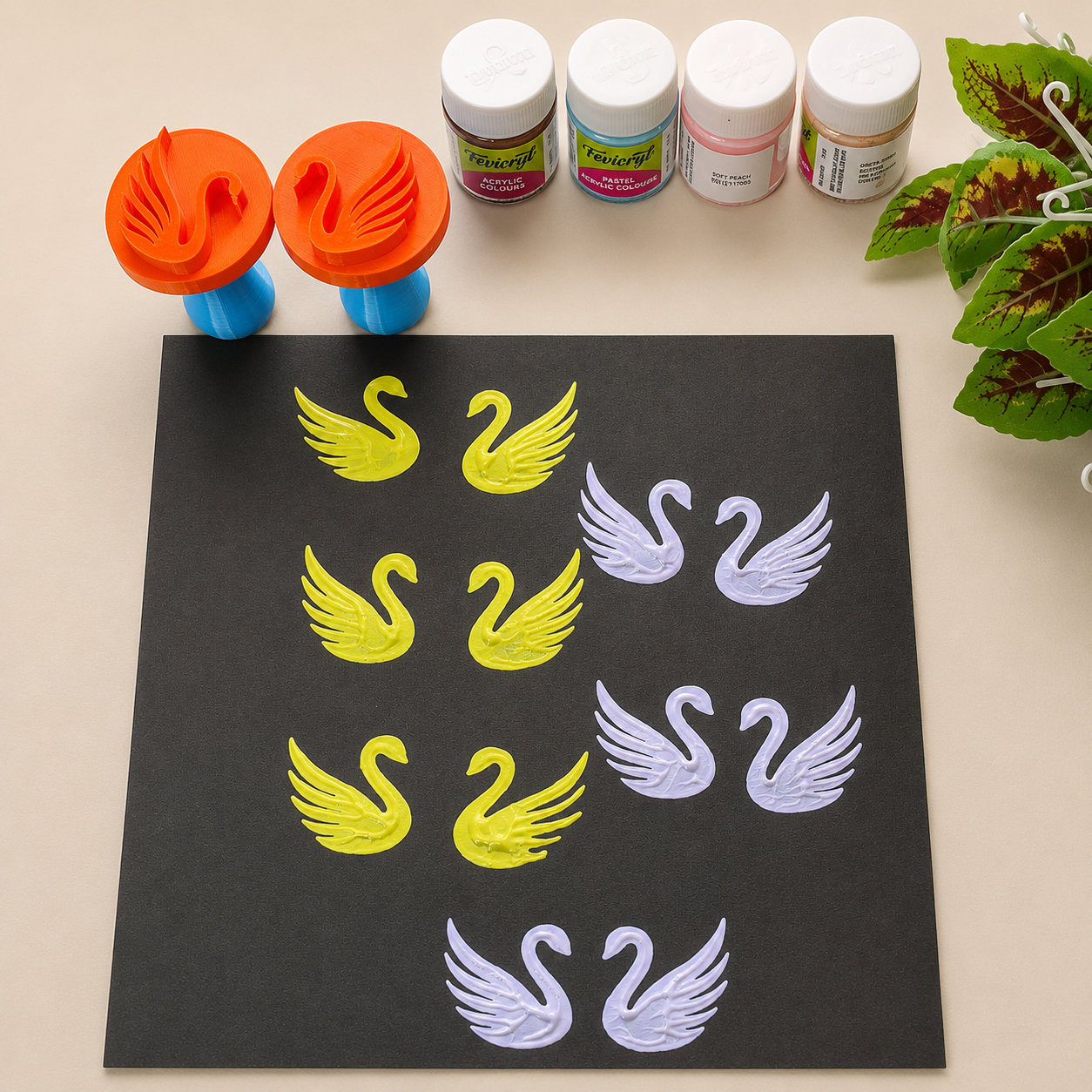 Swan Mandala Stamp | Dual-Sided Swan Texture Tool for Mandala Art, Clay & DIY Crafts